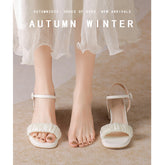 Tacones altos y gruesos de malla para mujer, populares y encantadores